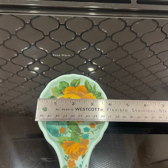 Pioneer Woman Rose Shadow Spoon Rest green teal cottagecore farmhouse floral - Picture 5 of 7